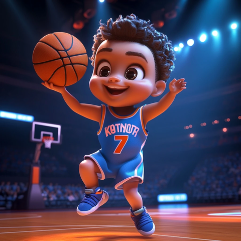 宝宝穿球衣跳跃接球