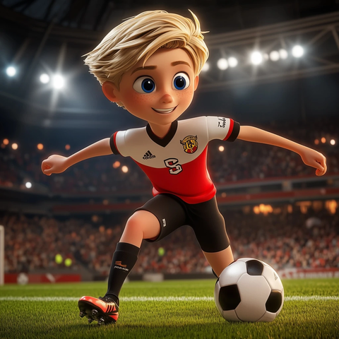 足球少年准备踢球