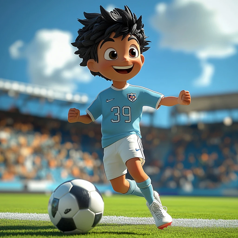 手球风格足球场球员模型