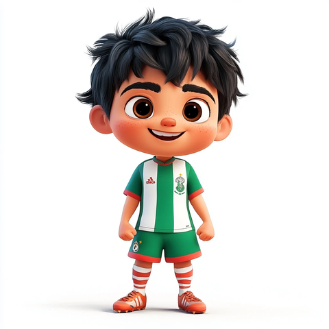 男孩足球服造型卡通设计
