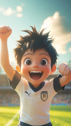 足球少年胜利姿态