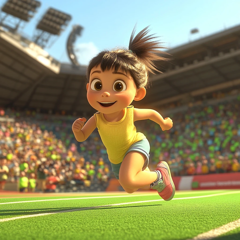 小女孩跑道观众席