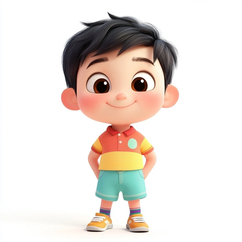 卡通儿童笑脸明亮眼睛