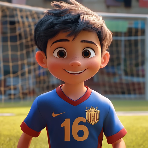 小男孩号球衣踢球瞬间