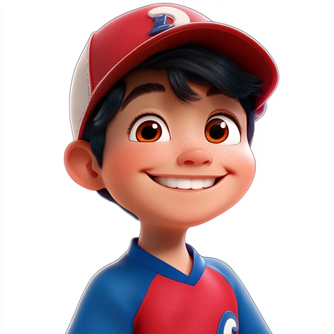 男孩微笑棒球服透明背景