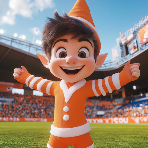 橙色条纹袖精灵站立