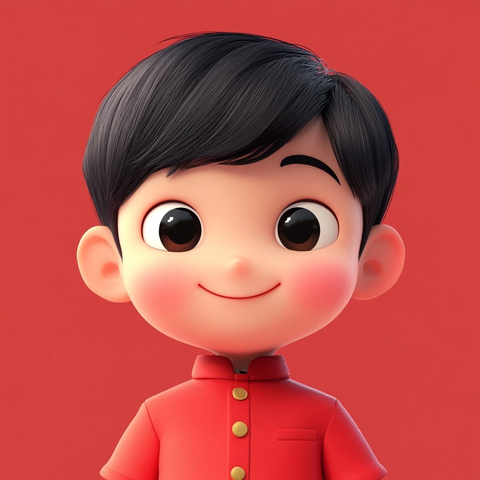 红色服装男孩插画