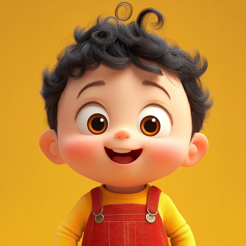 婴儿黄衣红裤卡通形象