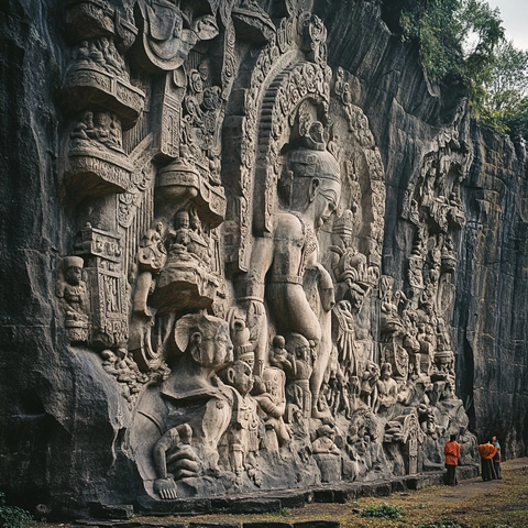 大型石壁雕刻艺术作品