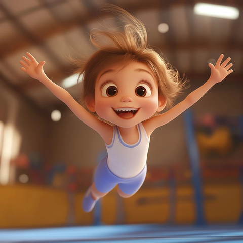 女孩跳跃体操动作