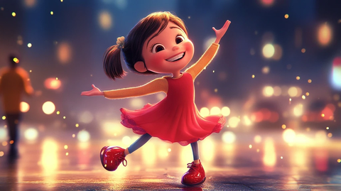 女孩跳舞红鞋动画