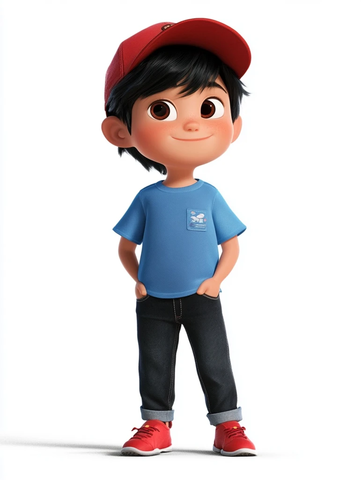 男孩黑发棒球帽白背景