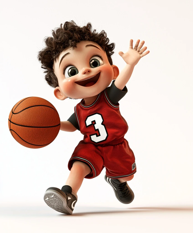 宝宝篮球红色球衣白色背景