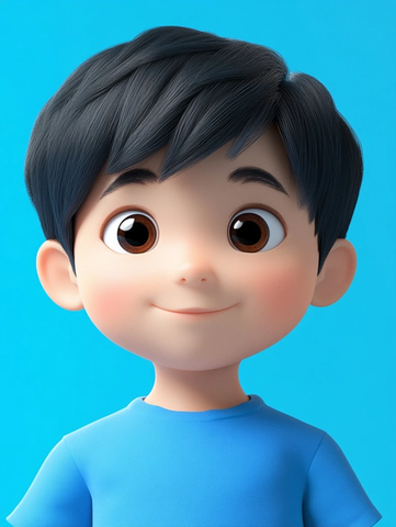 男孩蓝色上衣卡通风格