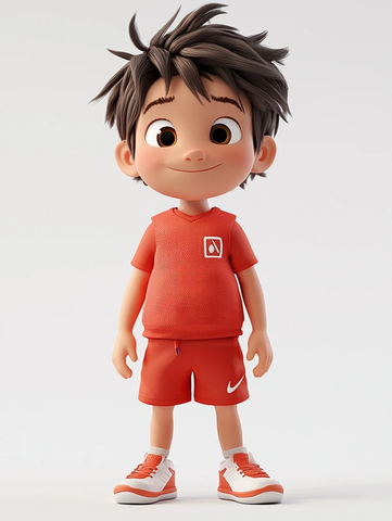 红衣男孩运动装模型