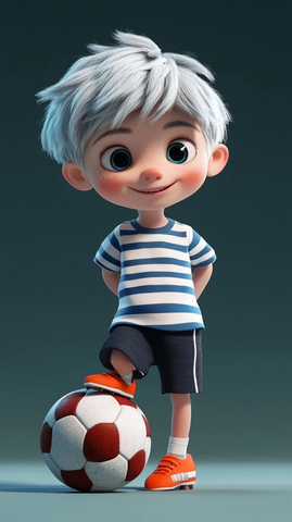 男孩白发放射球鞋蓝白条纹