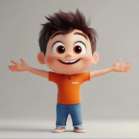 卡通角色灰色背景