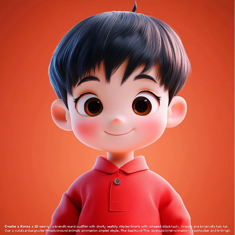 红色服装男孩卡通形象