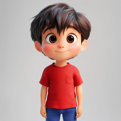 男孩红衣蓝裤风格