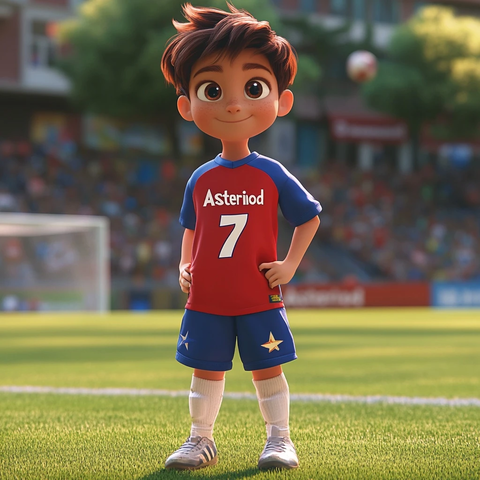 岁男孩穿号球衣踢足球