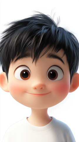 韩国男孩黑发卡通形象