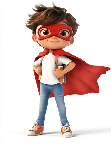 穿蓝色牛仔裤戴英雄面具的男孩