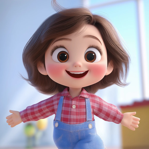 女孩红鞋蓝短裤动画