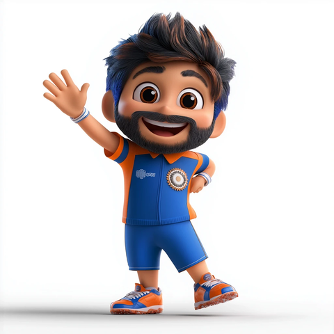 板球运动员挥手卡通