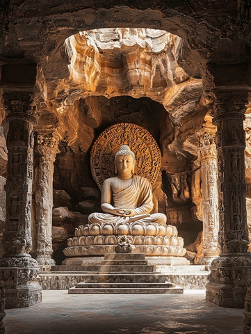 石窟内的佛像雕塑