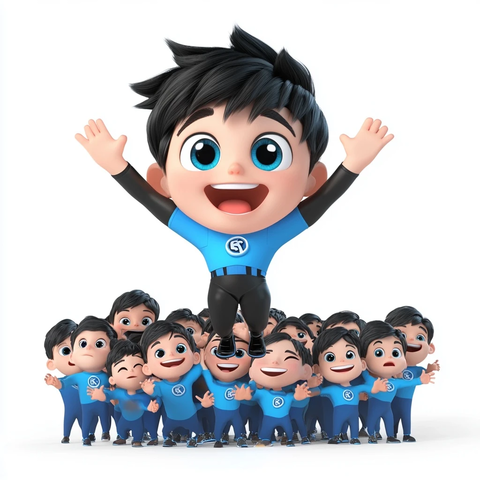 学生举起超级英雄宝宝