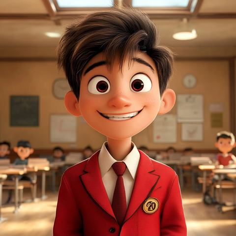 泰国男孩红西装教室场景