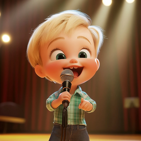 小男孩舞台唱歌