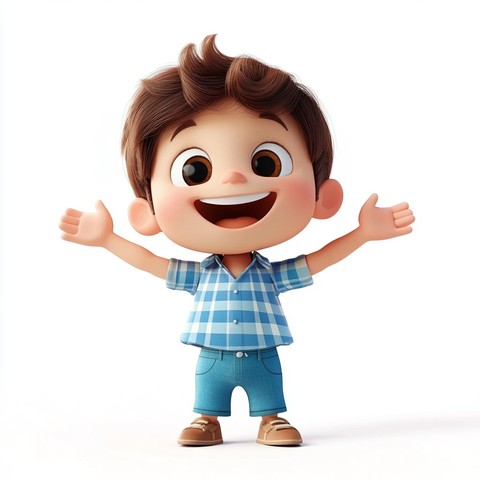 男孩卡通角色全身笑