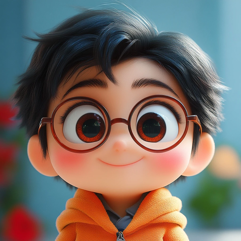 少年眼镜笑脸玫瑰心形