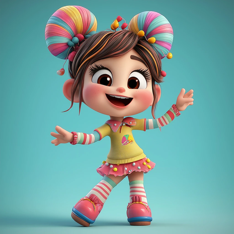 糖果头发小女孩模型