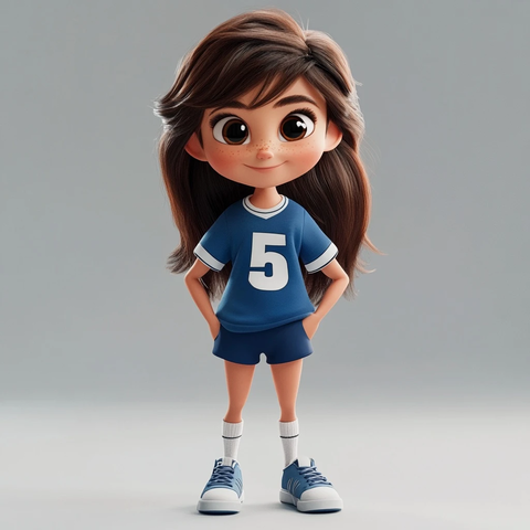 岁女孩穿足球服渲染