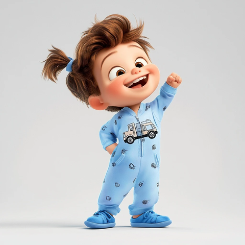 男孩笑脸睡衣卡车图案