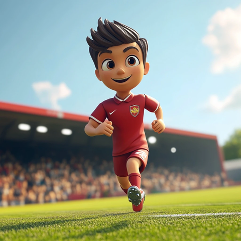 红衣球员跑向球场卡通头像