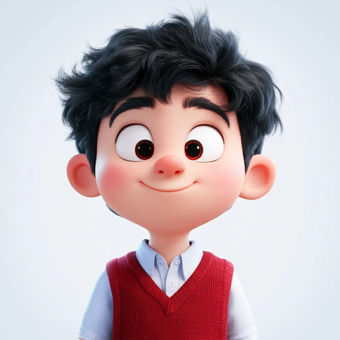 顽皮男孩穿着红色背心