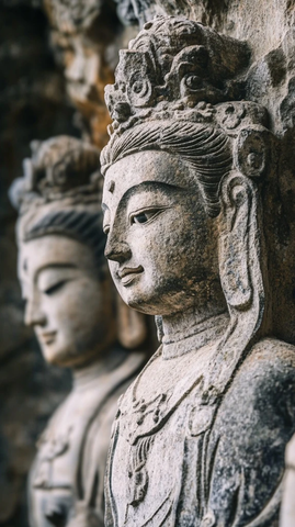 精美石佛雕像特写展现古代雕刻艺术