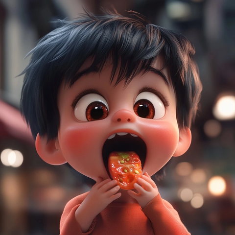 小男孩舌尖品尝味道