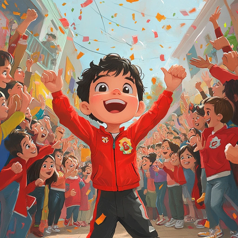 男孩收到球队入选通知