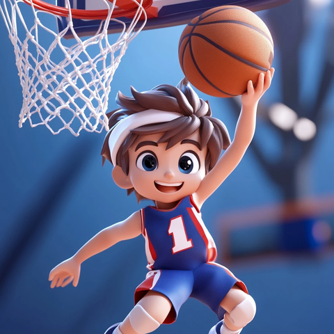篮球男孩扣篮瞬间