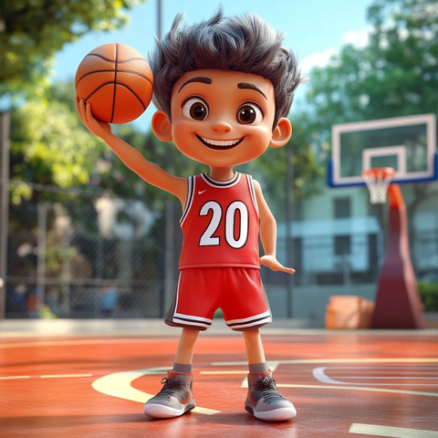 男孩篮球场玩球球衣号码