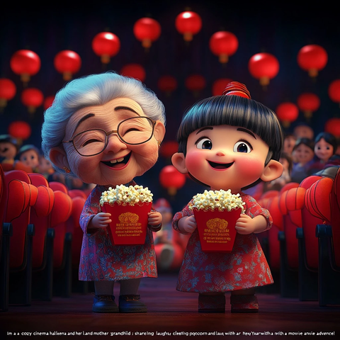 祖孙共赏电影庆新年