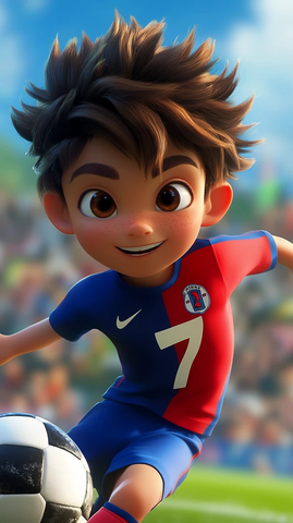 足球少年号码红色蓝条纹球衣