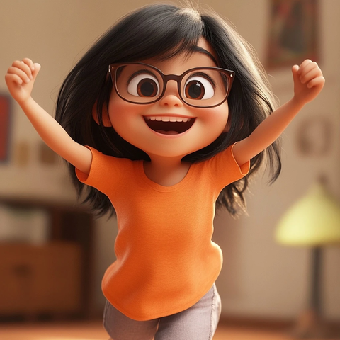 女孩跳跃玩游戏的瞬间