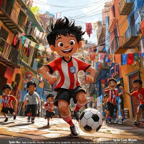 少年足球街头飞奔