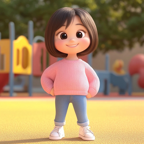 粉色毛衣女孩游乐场