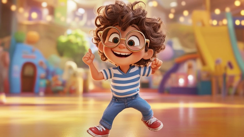 男孩跳舞穿蓝白条纹恤